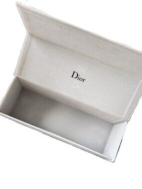 Christian Dior White Cannage Hard Eyeglasses Sunglasses Case